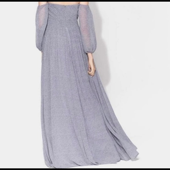 Halston Heritage Off the Shoulder Long Pleated Evening Gown - Picture 4 of 8